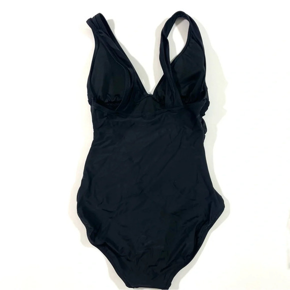 New J Crew Ruched V Neck One Piece Size 2 Black - Picture 4 of 6